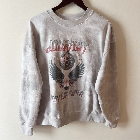 Journey World Tour Pullover Sweatshirt Size XXL logo Tie Dye Light Gray - Picture 4 of 6